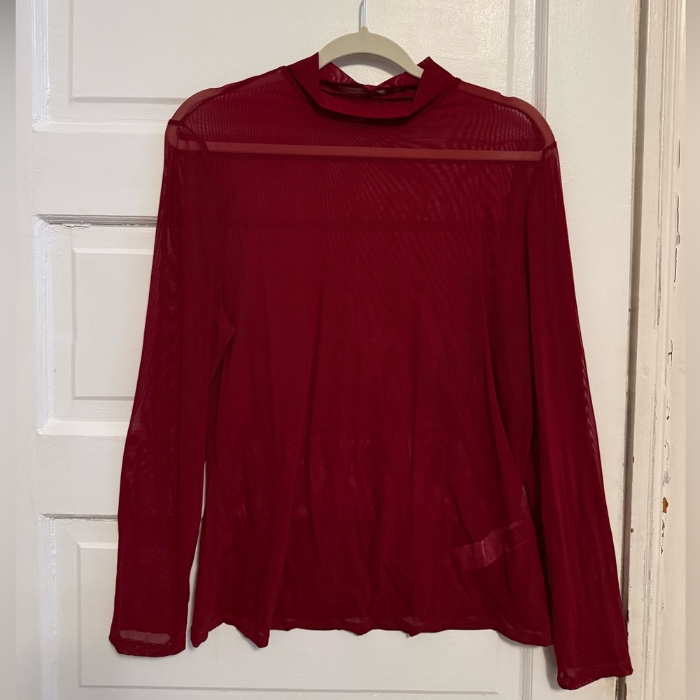 Sheer Burgundy Long Sleeve Top